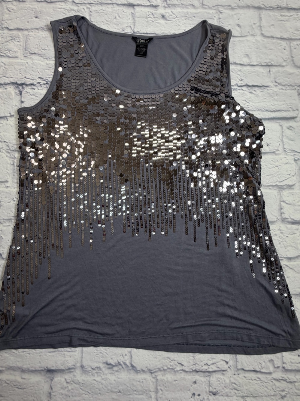 Rock 47 Gray Sequin Scoop Neck Tank. Size XXL